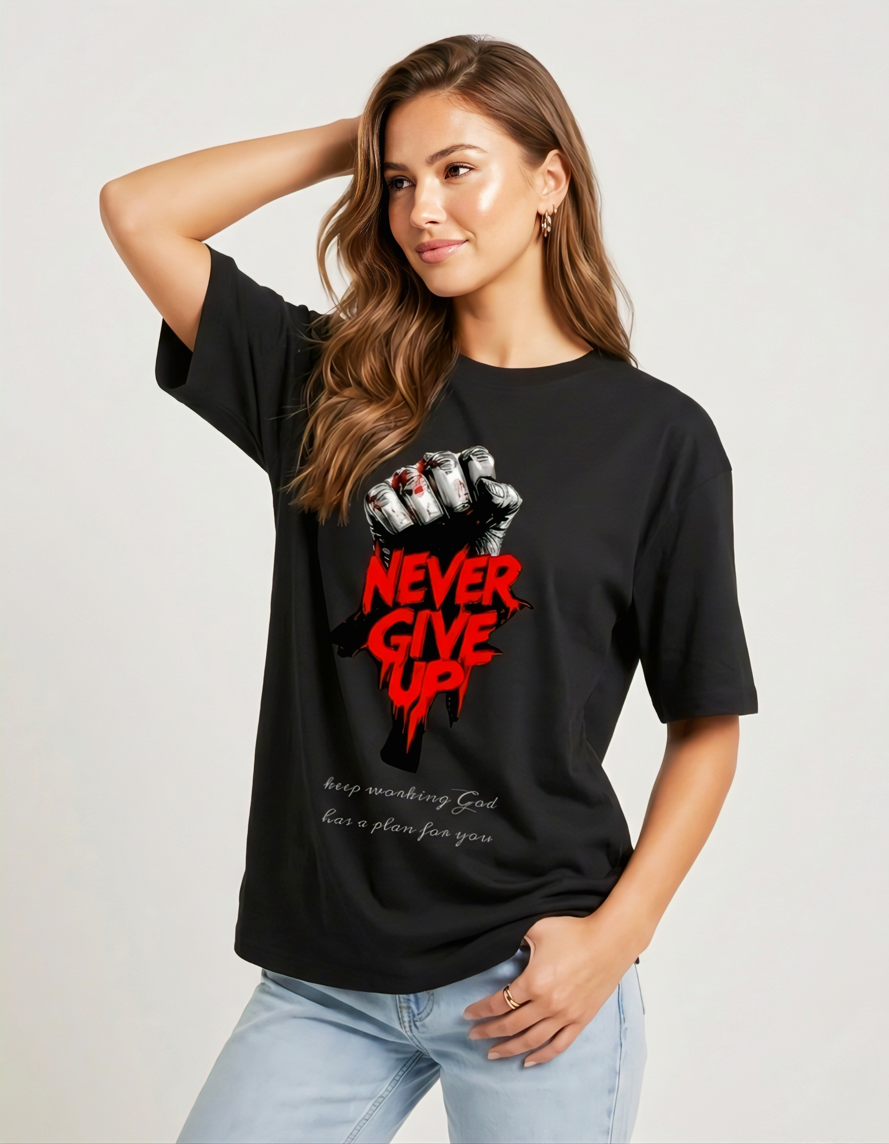 "NEVER GIVE UP" Premium Unisex T-Shirt || 180 GSM With Premium Cotton