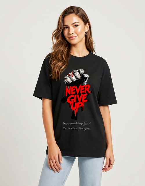 "NEVER GIVE UP" Premium Unisex T-Shirt || 180 GSM With Premium Cotton